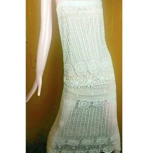 Alice + Olivia Beige Crochet Maxi Dress SIZE LARGE
